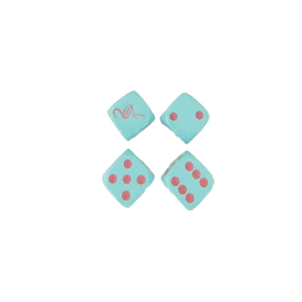 WKP00501E4 Flamingo Dice Aqua Opaque with Pink Pips D6 16mm (5/8in) Set of 4 Dice