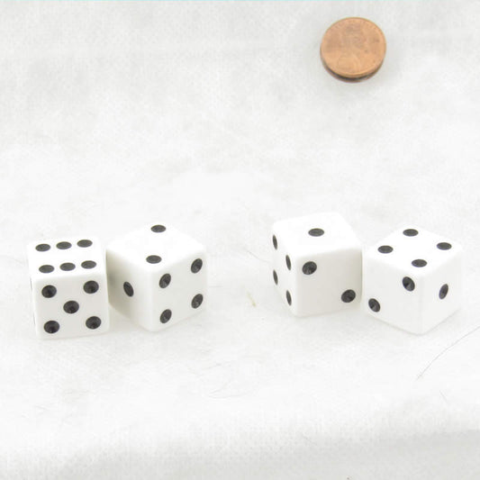 WKP02091E4 White Dice with Black Pips Squared Corners 19mm (3/4in) Pack of 4