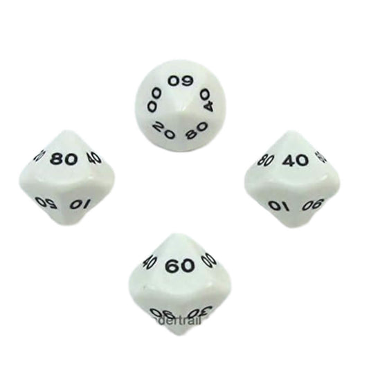WKP03827E4 White Opaque Dice with Black Numbers DT10 16mm (5/8in) Pack of 4 Dice