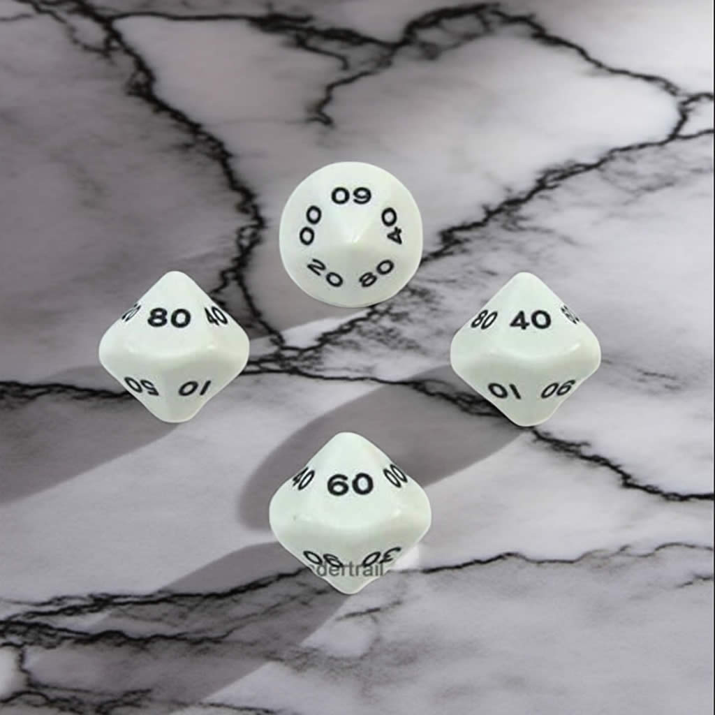 WKP03827E4 White Opaque Dice with Black Numbers DT10 16mm (5/8in) Pack of 4 Dice