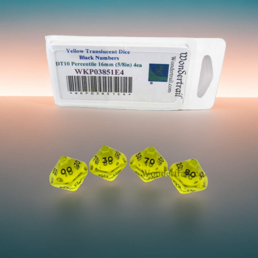 WKP03851E4 Yellow Transparent Dice Black Numbers DT10 16mm (5/8in)