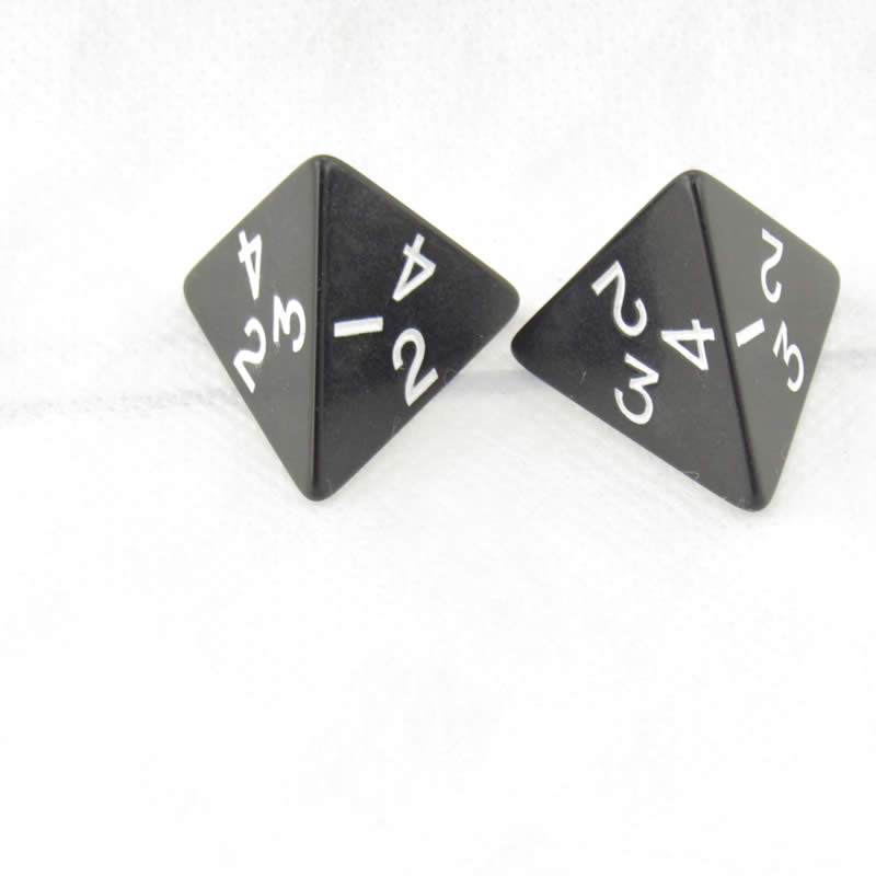 WKP04786E2 Black Jumbo Dice with White Numbers D4 25mm Pack of 2