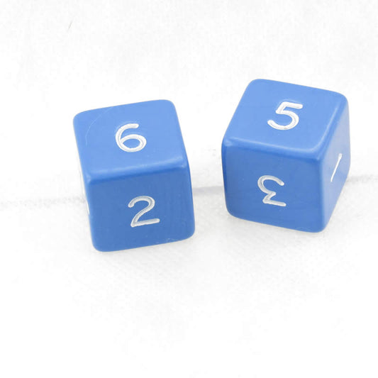 WKP04792E2 Blue Jumbo Dice with White Numbers D6 25mm Pack of 2