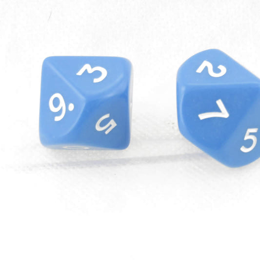WKP04800E2 Blue Jumbo Dice with White Numbers D10 25mm Pack of 2