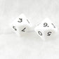 WKP04802E2 White Jumbo Dice with Black Numbers D10 25mm Pack of 2