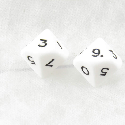 WKP04802E2 White Jumbo Dice with Black Numbers D10 25mm Pack of 2