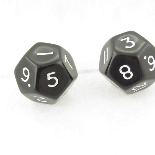 WKP04803E2 Black Jumbo Dice with White Numbers D12 30mm Pack of 2