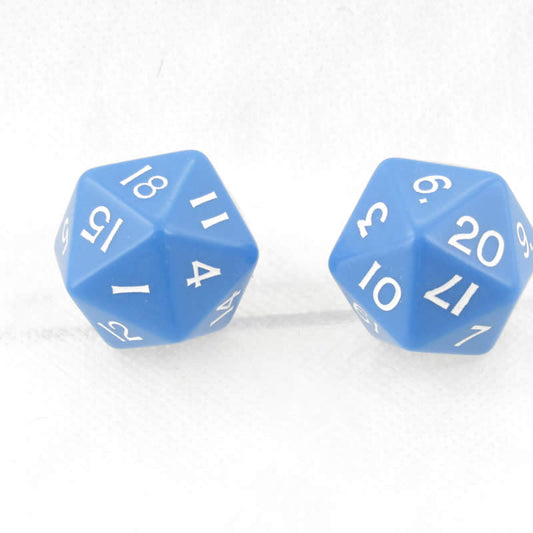 WKP04808E2 Blue Jumbo Dice with White Numbers D20 30mm Pack of 2