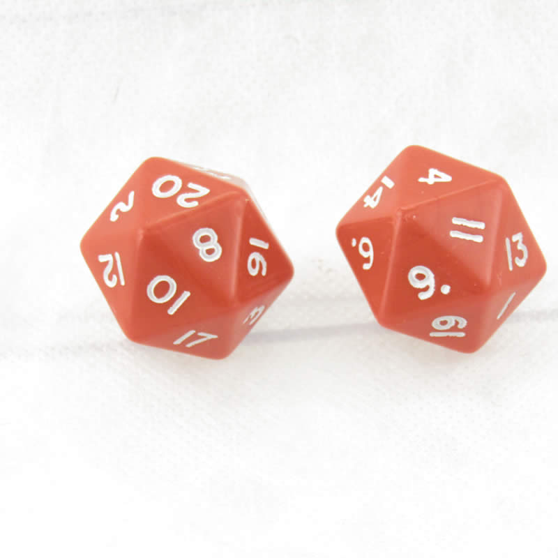 WKP04809E2 Red Jumbo Dice with White Numbers D20 30mm Pack of 2