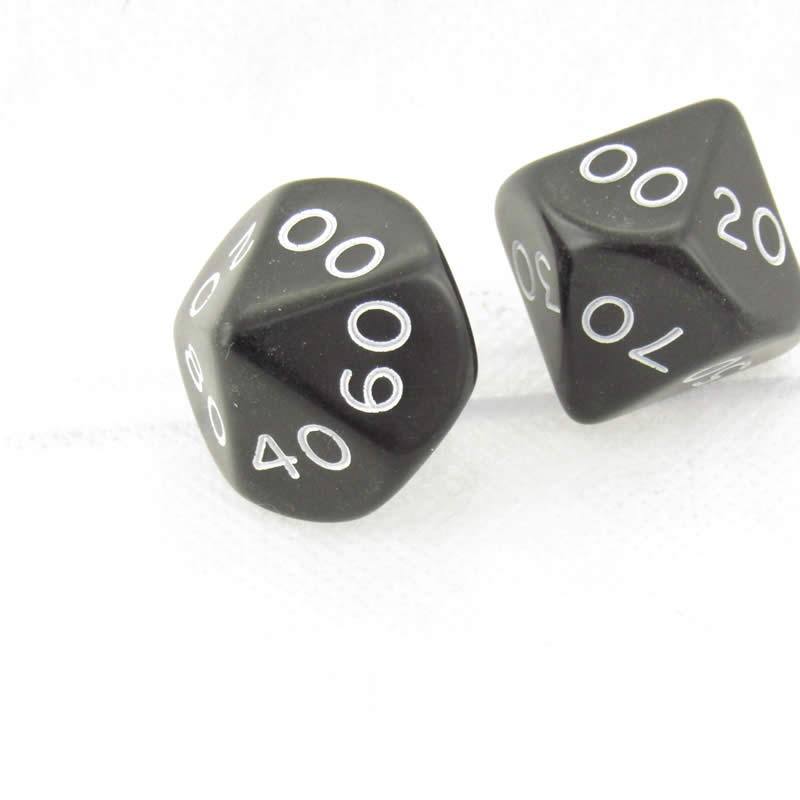 WKP04811E2 Black Jumbo Dice with White Numbers DT10 25mm Pack of 2