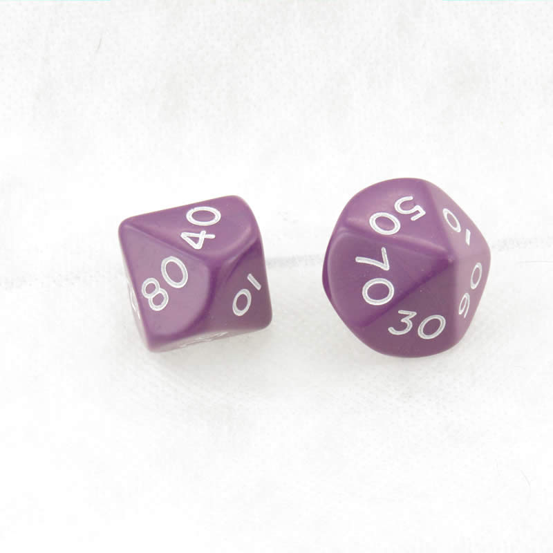 WKP05139E2 Purple Jumbo Dice with White Numbers DT10 25mm Pack of 2