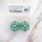 WKP06008E2 Green Opaque Dice White Numbers D30 30mm Pack of 2