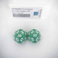 WKP06008E2 Green Opaque Dice White Numbers D30 30mm Pack of 2