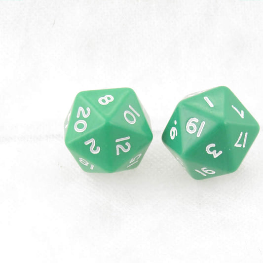WKP06530E2 Green Jumbo Dice with White Numbers D20 30mm Pack of 2