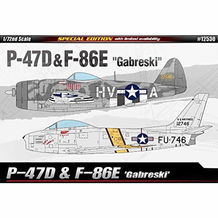 ACA12530 P-47 and F-86 Gabreski 1/72 Scale Plastic Model Aircraft Academy Main Image