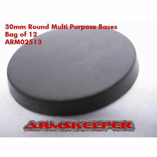 ARM02513 Round Multi Purpose 30mm Miniature Bases Pack of 12 ArmsKeeper Main Image