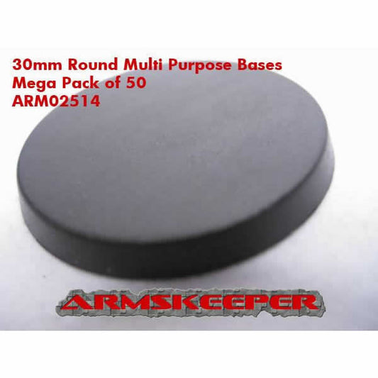 ARM02514 Round Multi Purpose 30mm Miniature Bases Mega Pack of 50 Main Image