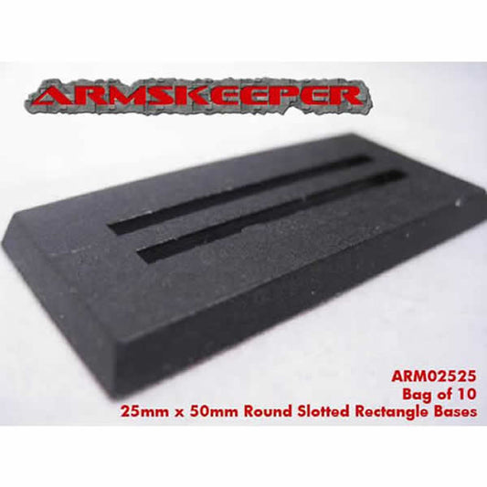 ARM02525 Rectangle Slotted 25mm x 50mm Miniature Bases Pack of 10 Main Image
