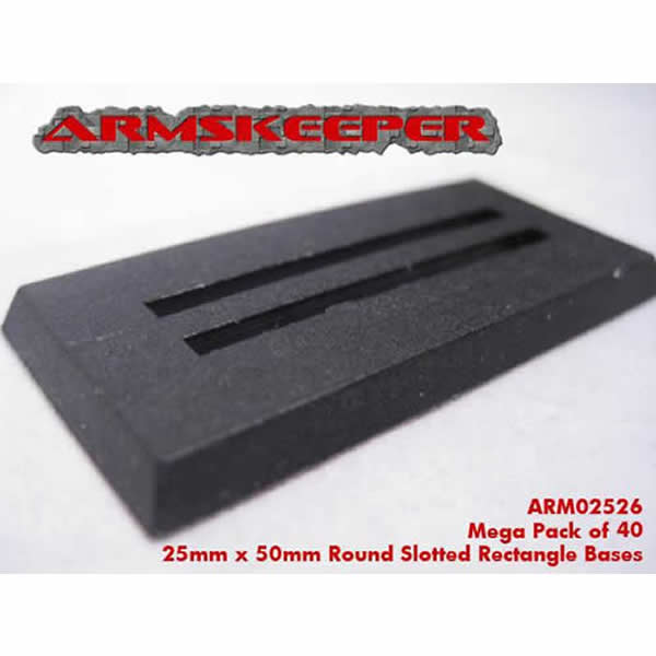 ARM02526 Rectangle Slotted 25mm x 50mm Miniature Bases Mega Pack of 40 Main Image
