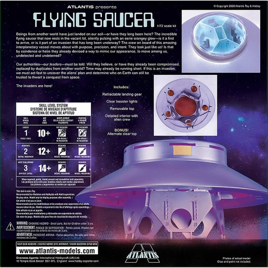 ATMA256 Flying Saucer Resembles Invaders TV Series 1/72 Scale Plastic Model Kit 2nd Image