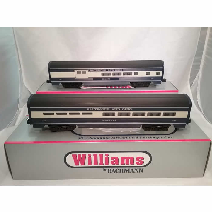 BAC43030 Baltimore Ohio 60 Ft Aluminum Streamliners O Scale Combine And Diner Set Main Image