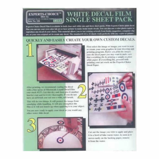 BMF126 White Laser Decal Film Sheet (1) Bare-Metal Foil Main Image