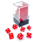 CHX20374 Red Translucent Mini Dice with White Numbers 10mm (3/8in) Set of 7 Main Image