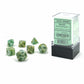 CHX20409 Green Marble Mini Dice with White Numbers 10mm (3/8in) Set of 7 Main Image