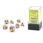 CHX20442 Circus Festive Mini Dice with Black Numbers 10mm (3/8in) Set of 7 Main Image