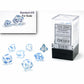 CHX20581 Icicle Borealis Luminary Mini Dice with Light Blue Numbers 10mm (3/8in) Set of 7 2nd Image