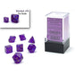 CHX20587 Royal Purple Borealis Luminary Mini Dice with Gold Colored Numbers 10mm (3/8in) Set of 7 2nd Image