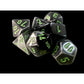 CHX20645 Black and Grey Gemini Mini Dice with Green Colored Numbers 10mm (3/8in) Set of 7