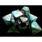 CHX20656 Steel and Teal Gemini Mini Dice with White Colored Numbers 10mm (3/8in) Set of 7