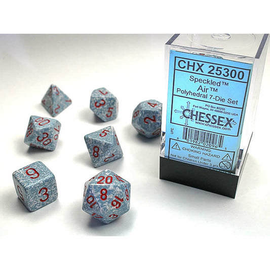 CHX25300 Air Speckled Dice with Red Numbers 16mm (5/8in) Set of 7 Main Image