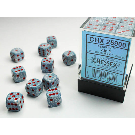 CHX25900 Air Speckled D6 Dice with Red Pips 12mm (1/2in) Pack of 36 Main Image
