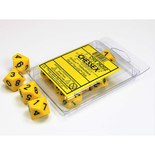 CHX26202 Yellow Opaque D10 with Black Numbers 16mm (5/8in) Pack of 10 Main Image