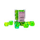 CHX26666 Green and Teal Gemini Translucent Dice with Yellow Pips D6 16mm (5/8in) Pack of 12 Main Image