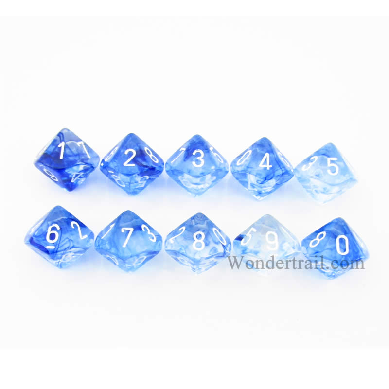 CHX27266 Dark Blue Nebula Dice White Numbers D10 16mm Pack of 10 Main Image