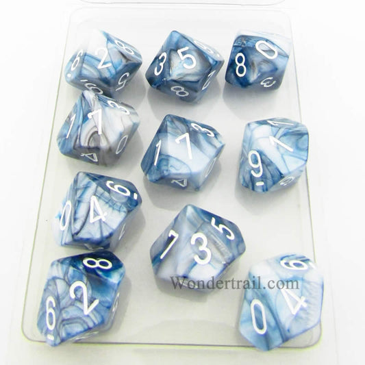 CHX27290 Slate Lustrous Dice White Numbers D10 16mm (5/8in) Pack of 10 Main Image