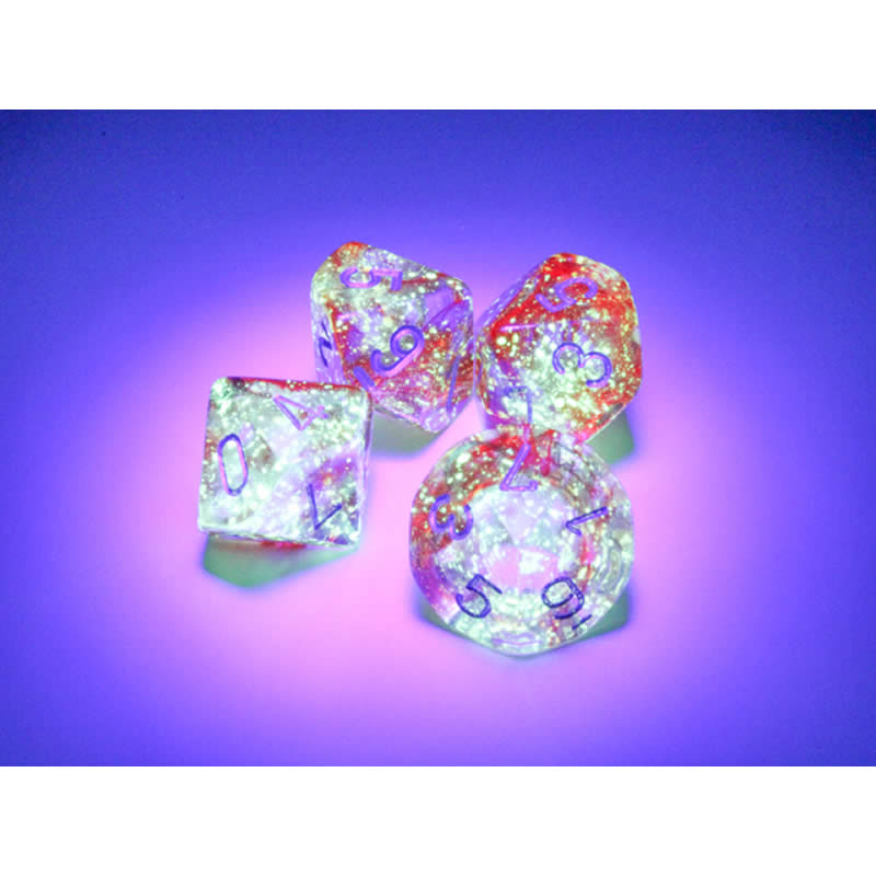 CHX27354 Red Nebula Luminary Dice Silver Numbers D10 16mm Pack of 10 2nd Image