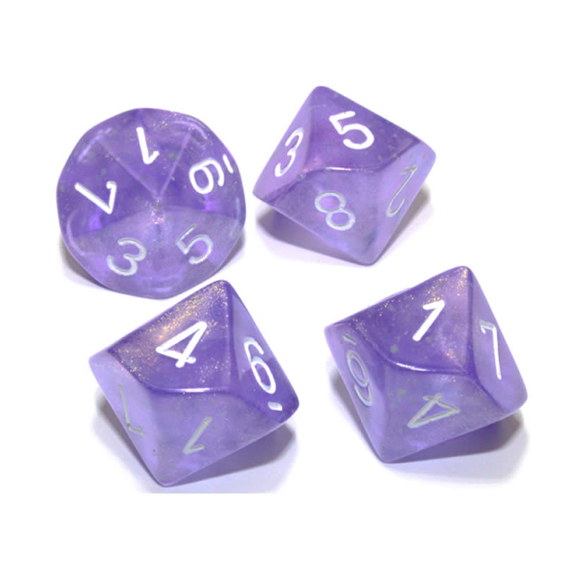 CHX27377 Purple Borealis Dice Luminary White Numbers D10 16mm (5/8in) Pack of 10 2nd Image