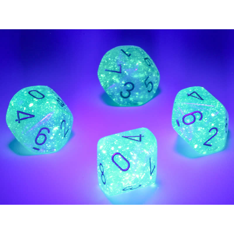 CHX27385 Teal Borealis Dice Luminary Gold Numbers D10 16mm (5/8in) Pack of 10 3rd Image