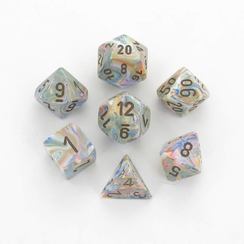 CHX27441 Vibrant Festive Dice with Brown Numbers 16mm (5/8in) Set of 7 Main Image