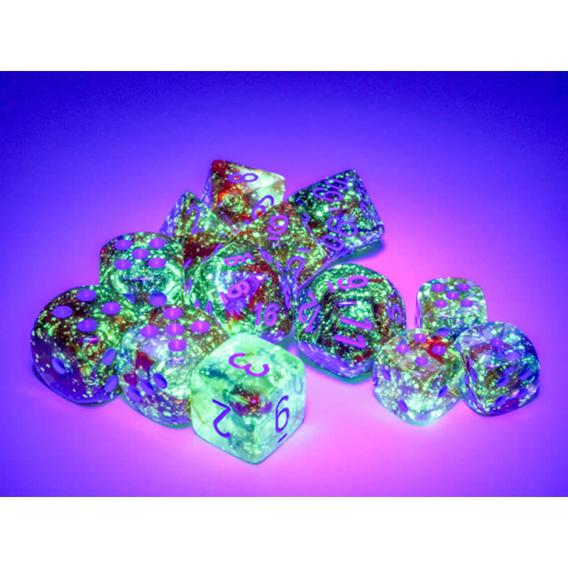 CHX27559 Primary Nebula Luminary Dice Blue Numbers 16mm (5/8in) Set of 7 3rd Image