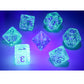 CHX27581 Icicle Borealis Dice Luminary Light Blue Numbers 16mm (5/8in) Set of 7 3rd Image