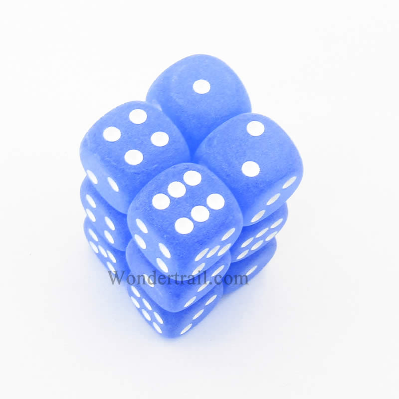 CHX27606 Blue Frosted Dice with White Pips D6 16mm (5/8in) Pack of 12 Main Image