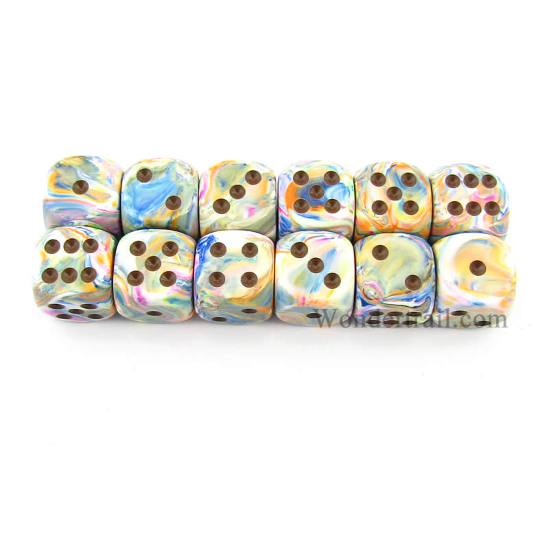 CHX27641 Vibrant Festive Dice with Brown Pips D6 16mm (5/8in) Pack of 12 Main Image