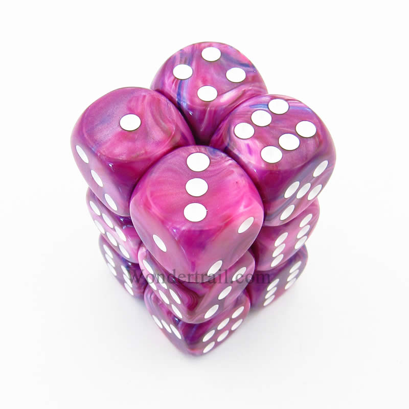 CHX27657 Violet Festive Dice with White Pips D6 16mm (5/8in) Pack of 12 Main Image