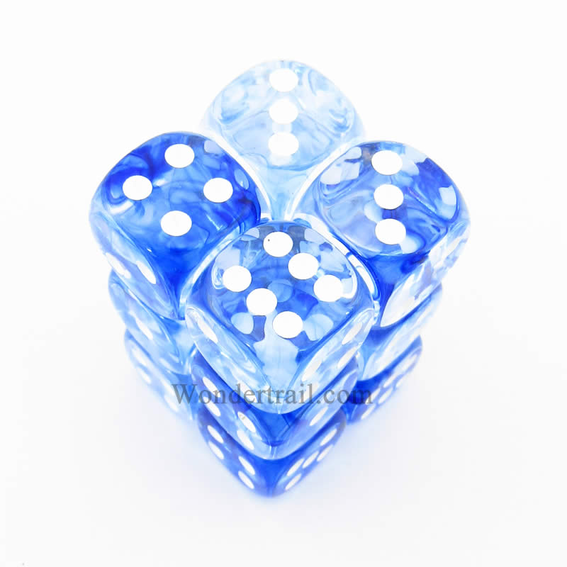 CHX27666 Dark Blue Nebula Dice White Pips D6 16mm (5/8in) Pack of 12 Main Image