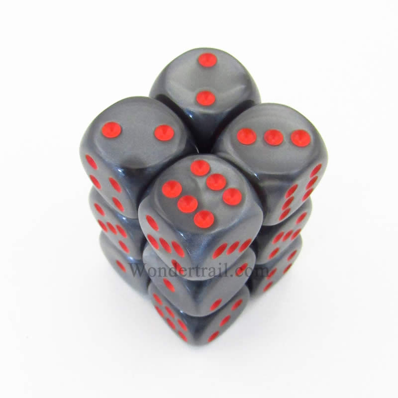 CHX27678 Black Velvet Dice with Red Pips D6 16mm (5/8in) Pack of 12 Main Image